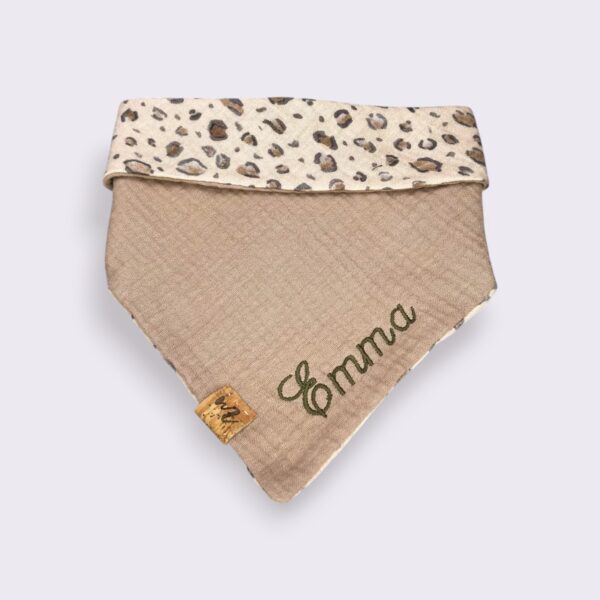 Bestickbares Bandana Hundehalstuch Leopard Animal-Print Braun zum knoten - Image 2