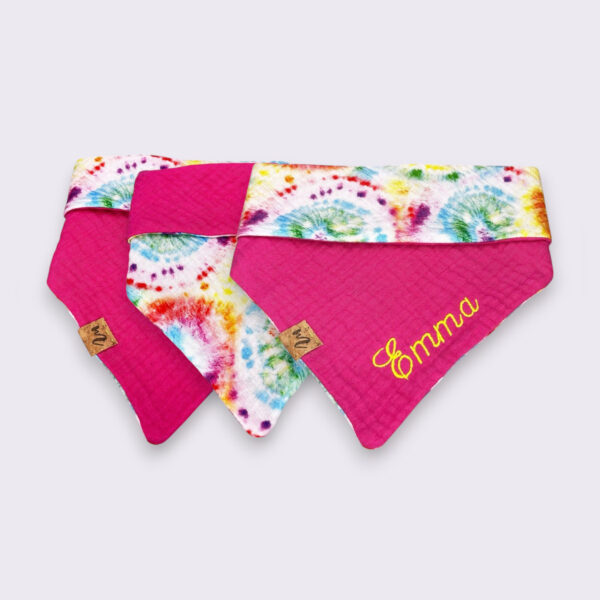 Bestickbares Bandana Hundehalstuch Batik Pink zum knoten