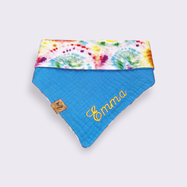 Bestickbares Bandana Hundehalstuch Batik Blau zum knoten – Bild 2