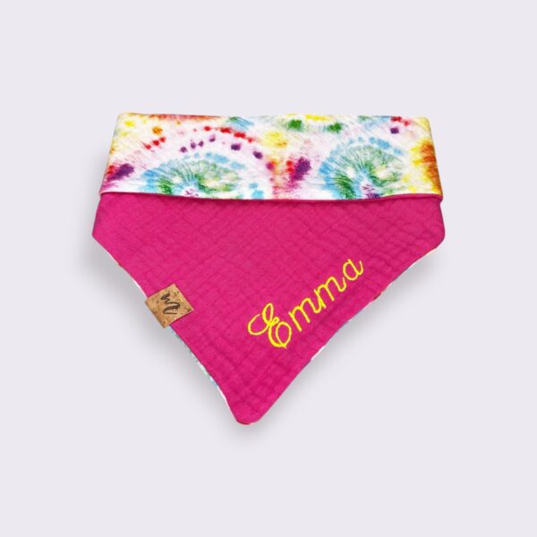 Bestickbares Bandana Hundehalstuch Batik Pink zum knoten – Bild 2