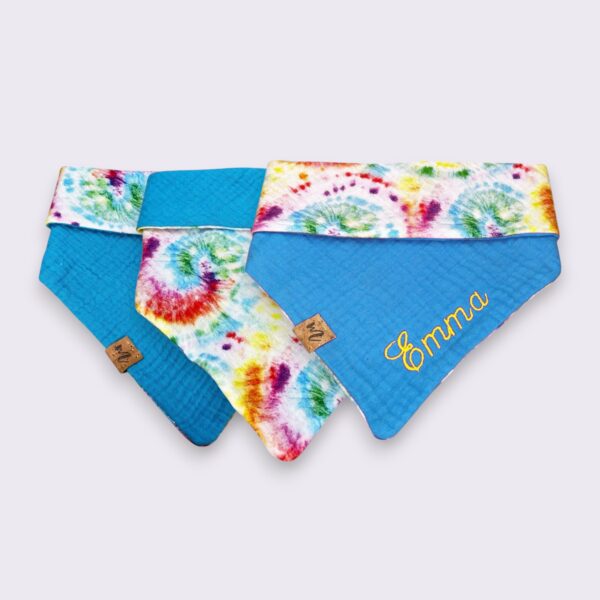 Bestickbares Bandana Hundehalstuch Batik Blau zum knoten